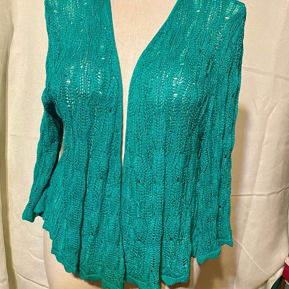 Like New Ruby Rd. XL Crochet Sweater in Teal